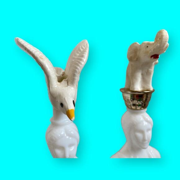 Grecian Godesses Headresses Altered Bottle Art Assemblage Birds Buddha Elephant - Picture 3 of 7